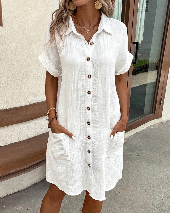 Malwina | Women's Shirt Dress with Short Sleeves