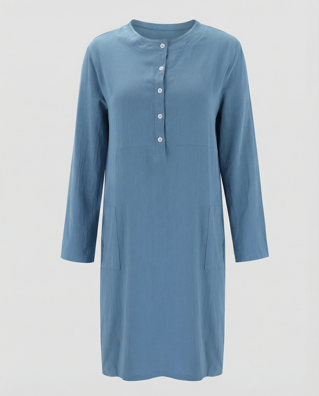Women's Midi Dress | Loose Fit | Long Sleeves with Round Neckline | Casual