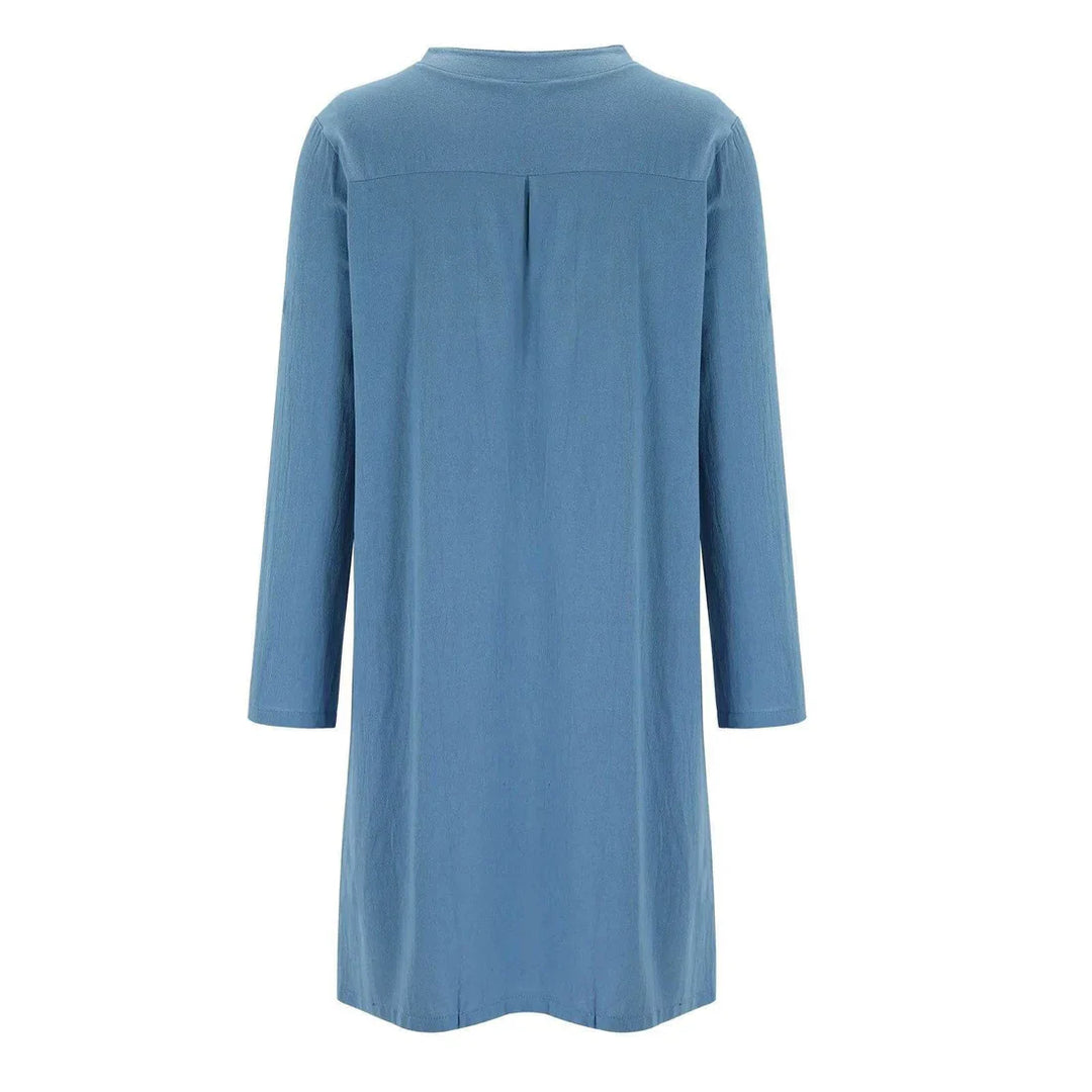 Women's Midi Dress | Loose Fit | Long Sleeves with Round Neckline | Casual