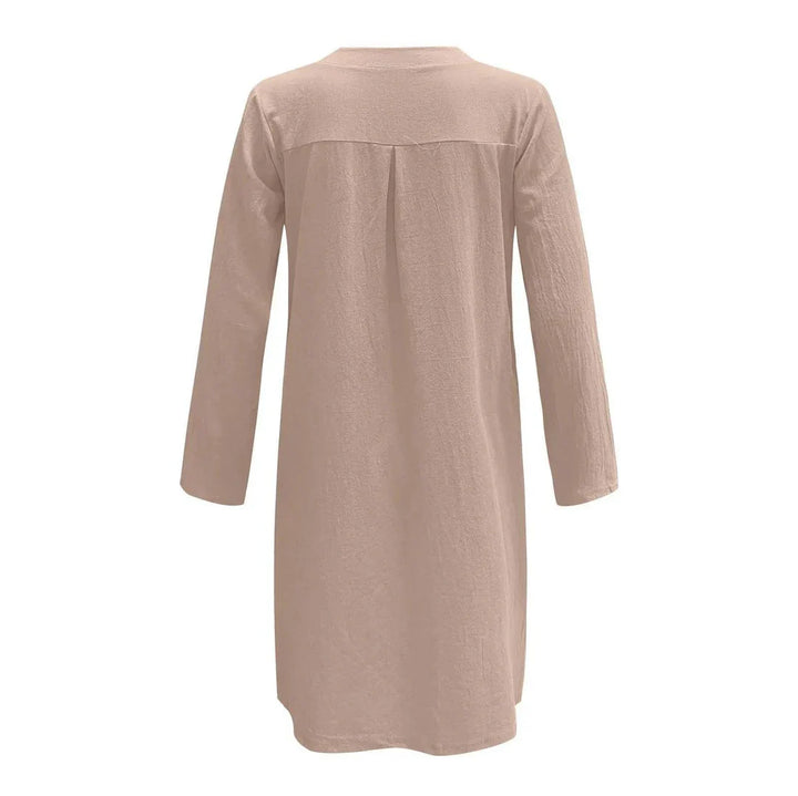 Women's Midi Dress | Loose Fit | Long Sleeves with Round Neckline | Casual