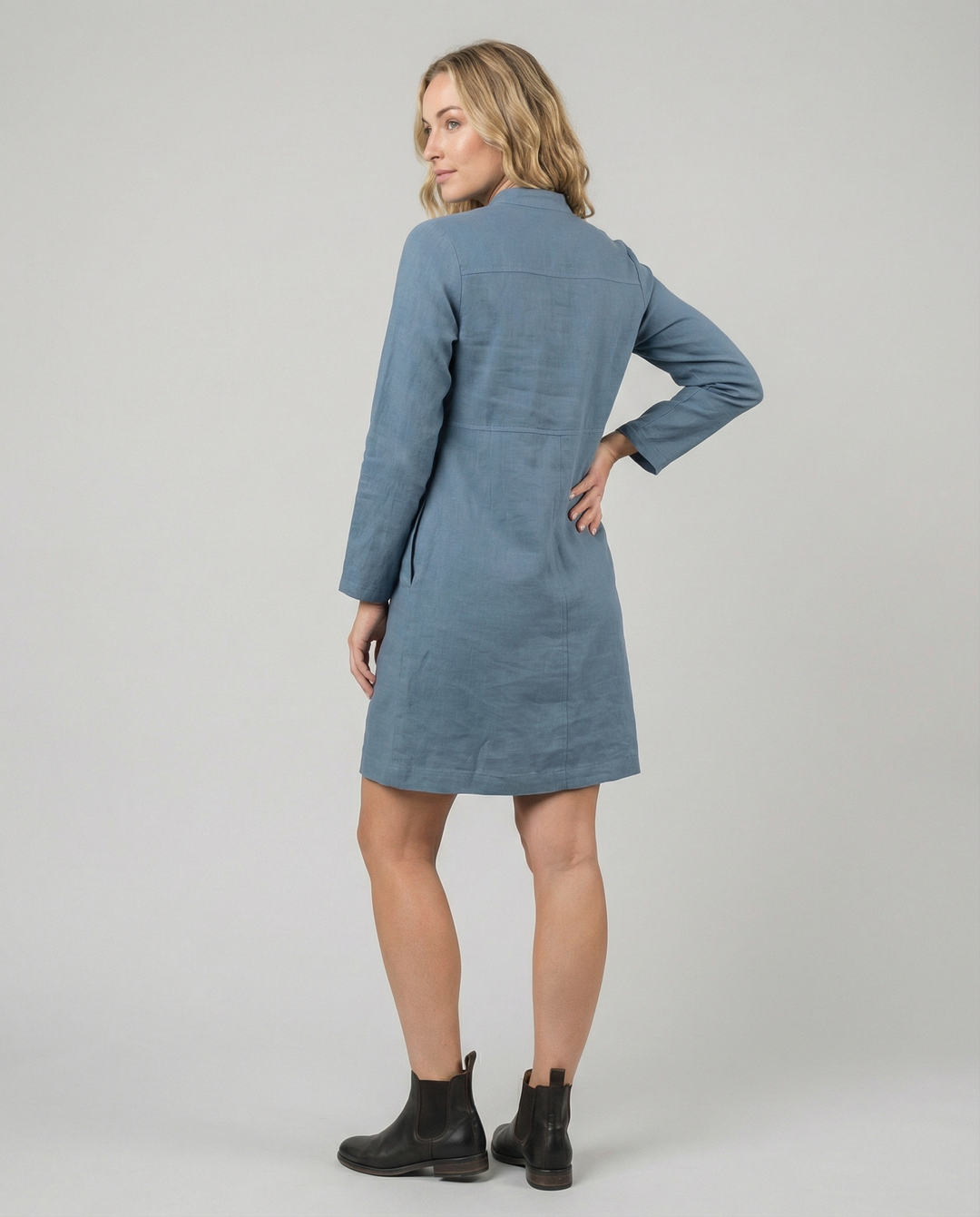 Women's Midi Dress | Loose Fit | Long Sleeves with Round Neckline | Casual