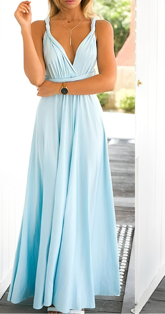 Sukienka damska bez rękawów, z dekoltem halter, rozkloszowana | Maxi 1