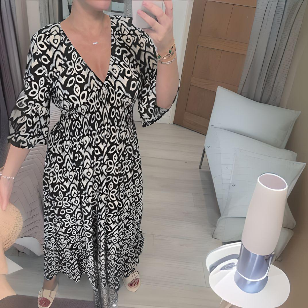 Sukienka damska w stylu boho z nadrukiem | Rozkloszowana 3