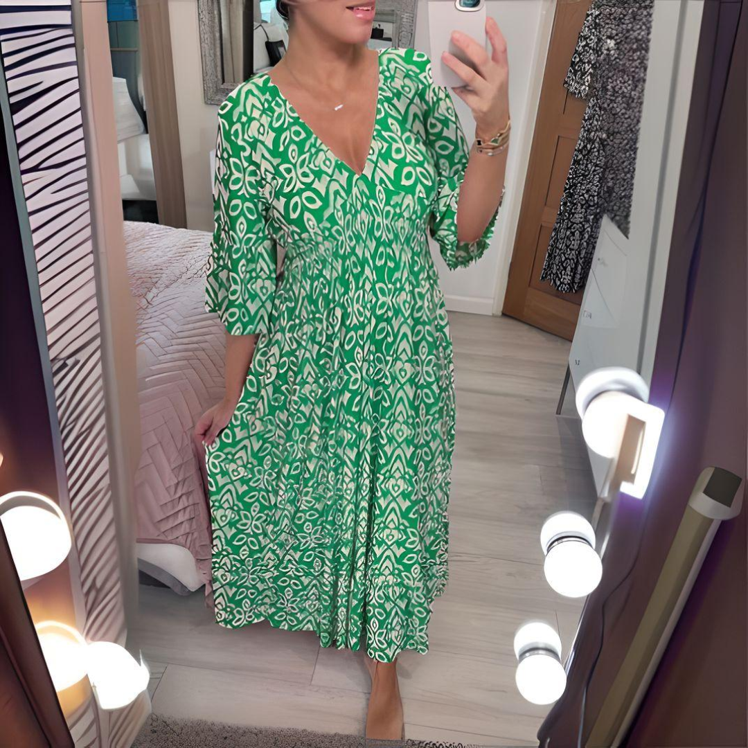 Sukienka damska w stylu boho z nadrukiem | Rozkloszowana 4