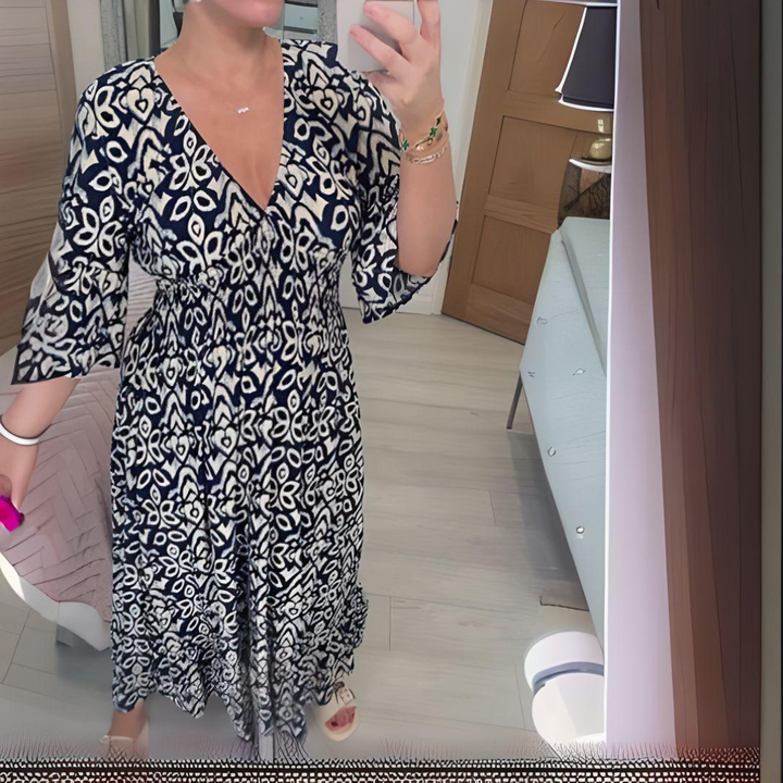 Sukienka damska w stylu boho z nadrukiem | Rozkloszowana 5