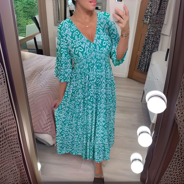 Sukienka damska w stylu boho z nadrukiem | Rozkloszowana 6