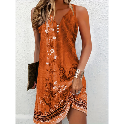 Sukienka damska z okrągłym dekoltem i nadrukiem w kształcie litery A, z rękawem 3/4 | Midi 8