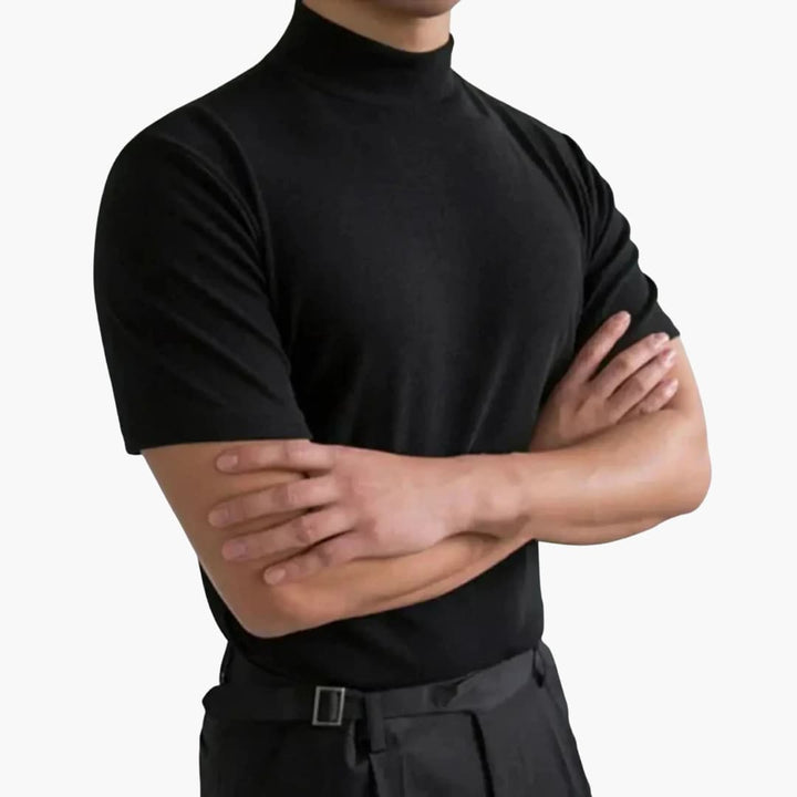 Męski T Shirt Slim Fit z Półgolfem i Krótkim Rękawem | Minimalistyczny