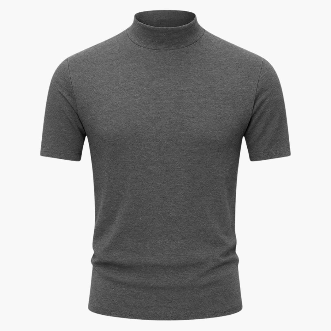 Męski T Shirt Slim Fit z Półgolfem i Krótkim Rękawem | Minimalistyczny