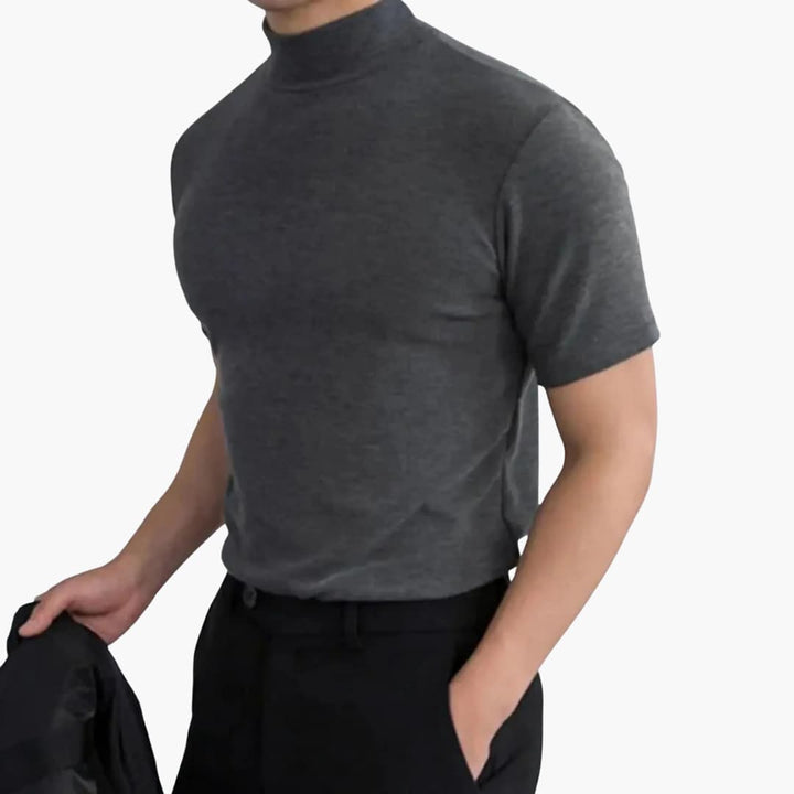 Męski T Shirt Slim Fit z Półgolfem i Krótkim Rękawem | Minimalistyczny
