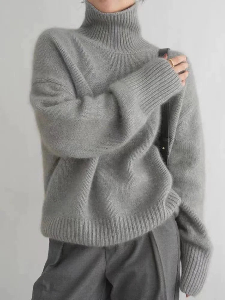 Barbara | Damski sweter z golfem dzianinowy