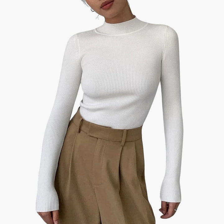 Women's Long Sleeve Sweater with Turtleneck | Ribbed