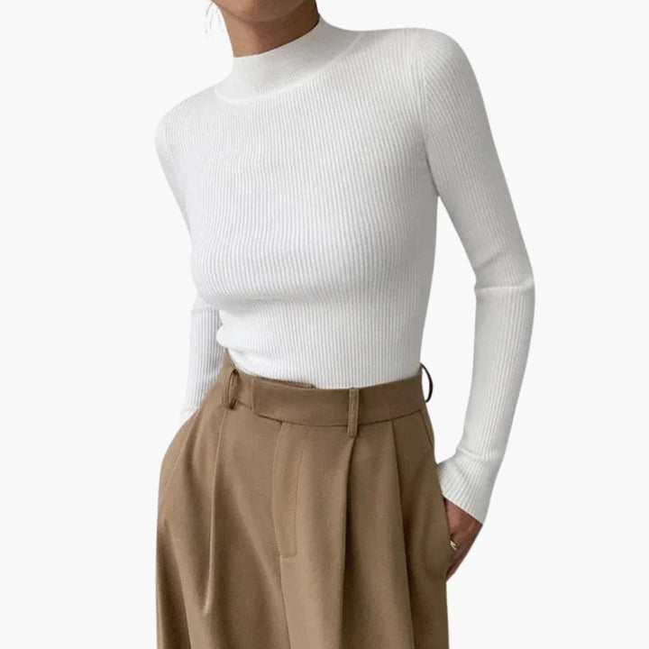 Women's Long Sleeve Sweater with Turtleneck | Ribbed