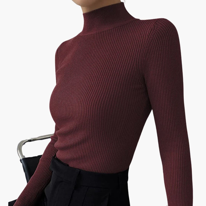 Women's Long Sleeve Sweater with Turtleneck | Ribbed