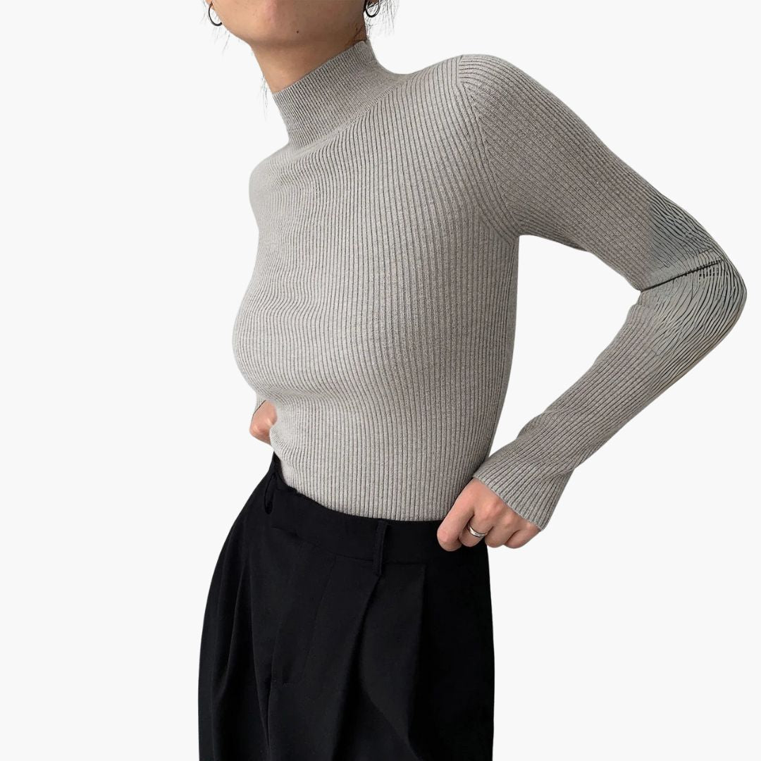Women's Long Sleeve Sweater with Turtleneck | Ribbed