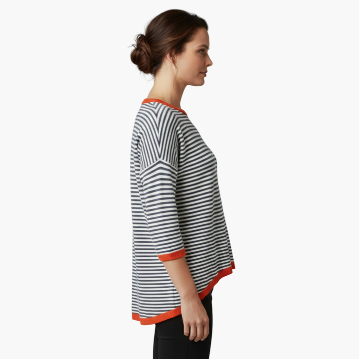 Damski Top | Luźny Top w Paski | Długie Rękawy | Codzienny Styl Casual
