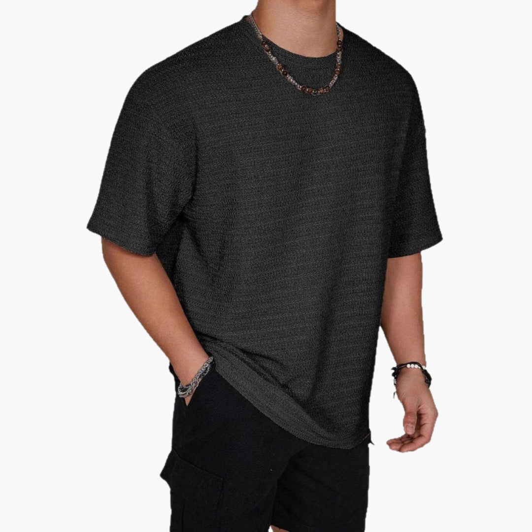 Men's Textured Structure T-Shirt | Relaxed Fit and Round Neckline | Modern Everyday Style