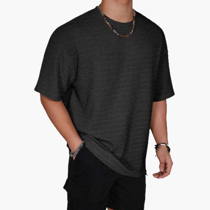 Men's Textured Structure T-Shirt | Relaxed Fit and Round Neckline | Modern Everyday Style