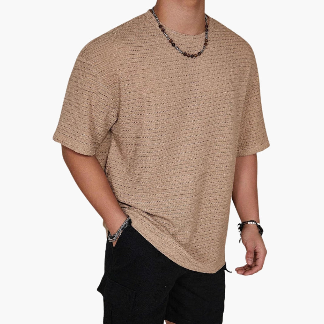 Men's Textured Structure T-Shirt | Relaxed Fit and Round Neckline | Modern Everyday Style