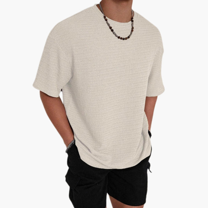 Men's Textured Structure T-Shirt | Relaxed Fit and Round Neckline | Modern Everyday Style