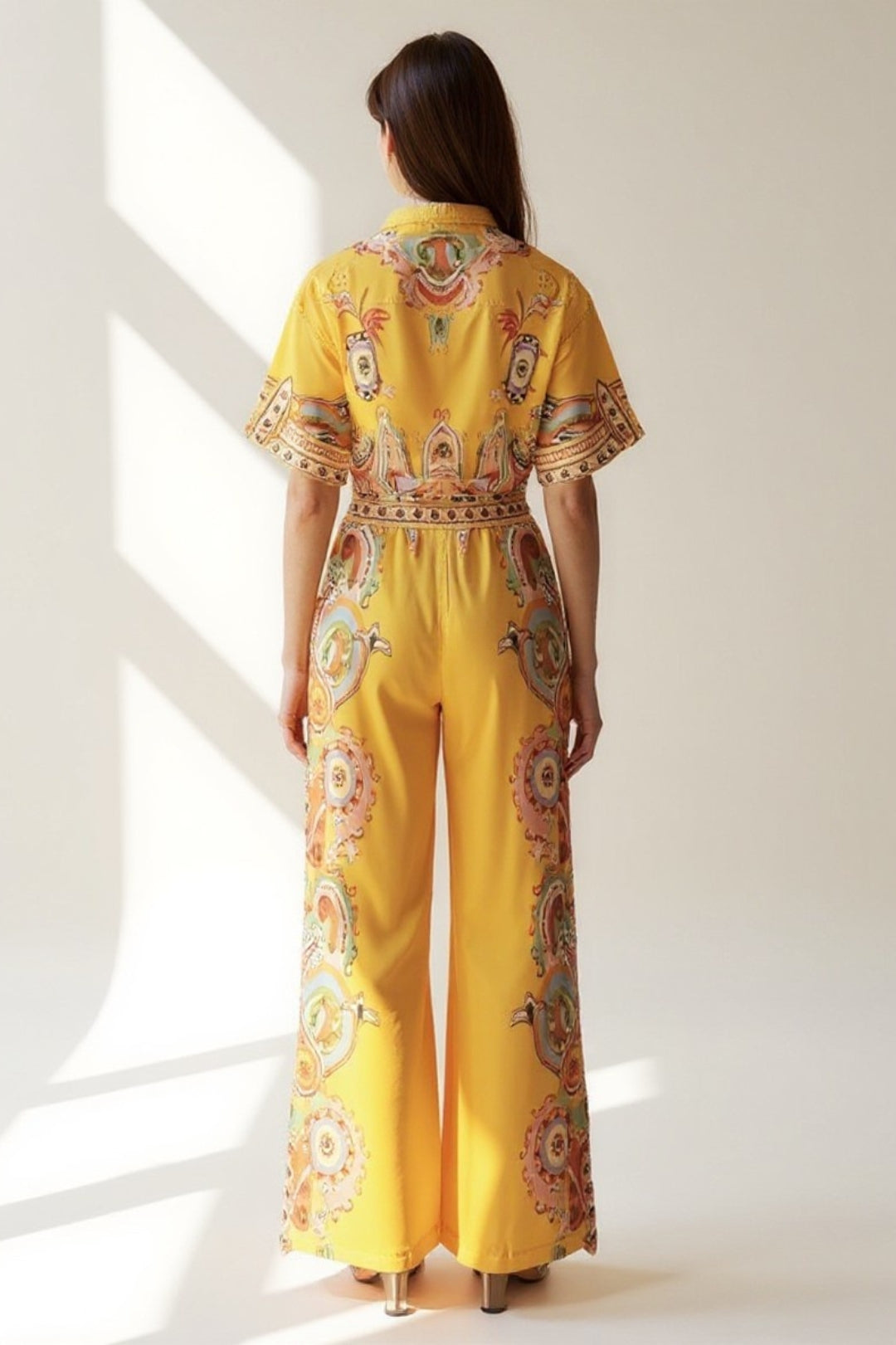 Women's Jumpsuit | Loose Fit Jumpsuit with Wide Legs | Front Tie | Elegant Modern Style