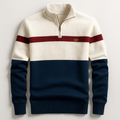 Rowan | Men’s Regular-Fit Striped Sweater with Half-Zip, Stand Collar, and Long Sleeves