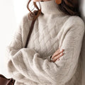 Genevieve | Women’s Loose-Fit Cashmere-Style Sweater with Turtleneck and Textured Pattern