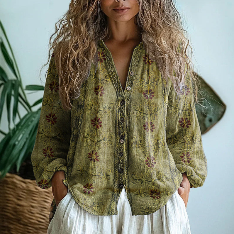 Paulina | Damska bluzka we wzory z guzikami