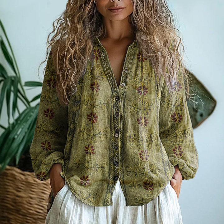 Paulina | Damska bluzka we wzory z guzikami