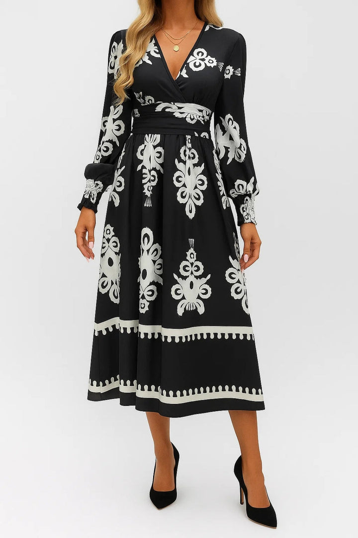 Women's Dress with Decorative Pattern | Flowing Maxi Dress | Regular Fit | Feminine Casual Chic Style