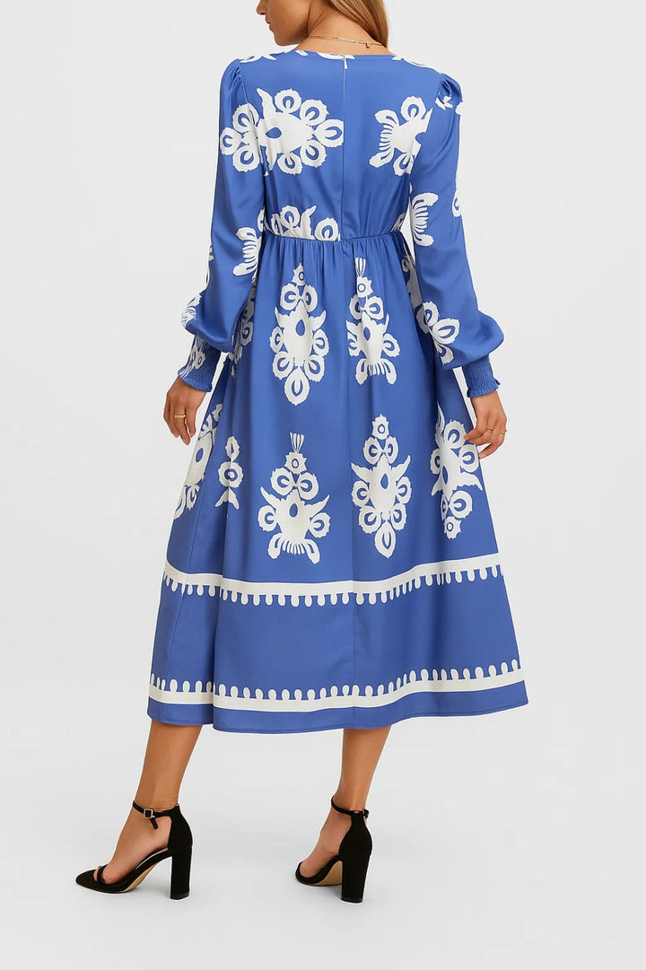 Women's Dress with Decorative Pattern | Flowing Maxi Dress | Regular Fit | Feminine Casual Chic Style