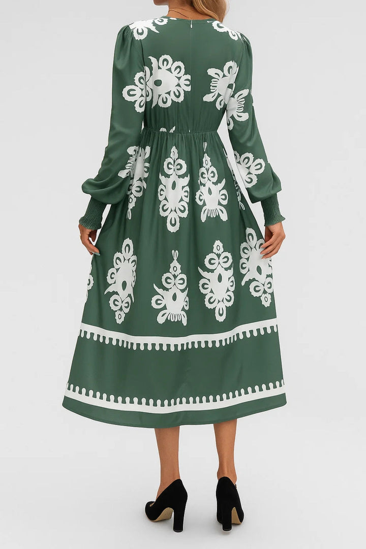 Women's Dress with Decorative Pattern | Flowing Maxi Dress | Regular Fit | Feminine Casual Chic Style