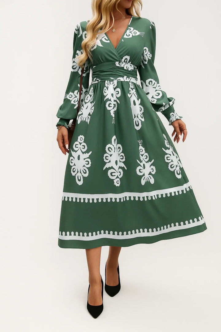 Women's Dress with Decorative Pattern | Flowing Maxi Dress | Regular Fit | Feminine Casual Chic Style