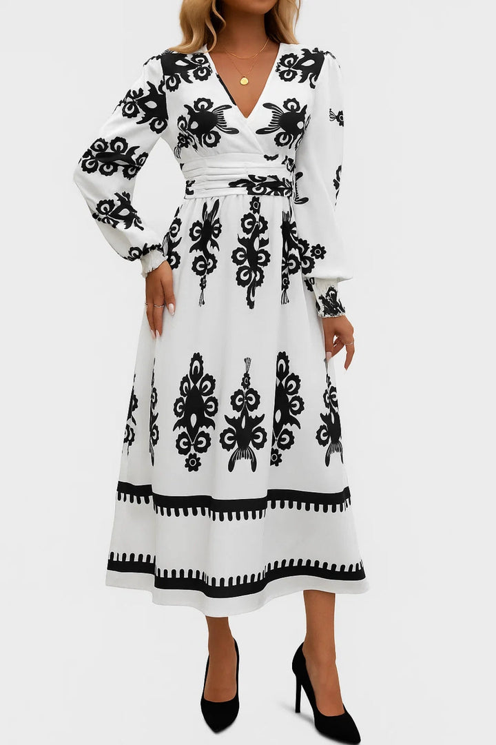 Women's Dress with Decorative Pattern | Flowing Maxi Dress | Regular Fit | Feminine Casual Chic Style