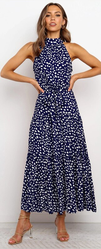 Women's Midi Dress | Loose Fit | Sleeveless with Waist Tie | Summer Style