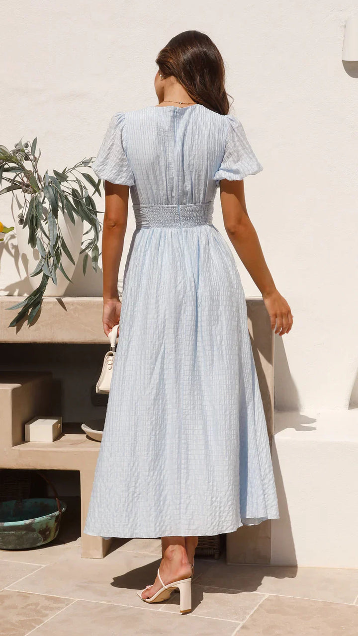 Women's Lightweight Dress with Short Sleeves and V-Neck | Maxi