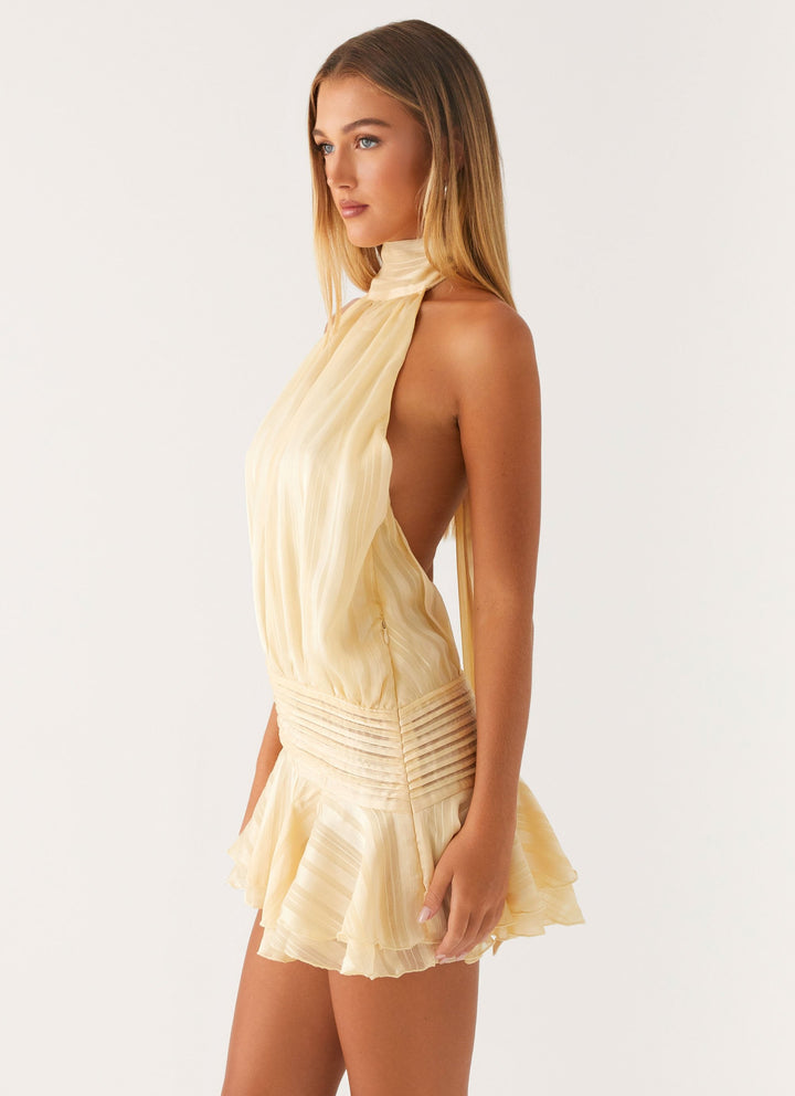 Women's Airy Mini Halter Dress | Pleated Detail