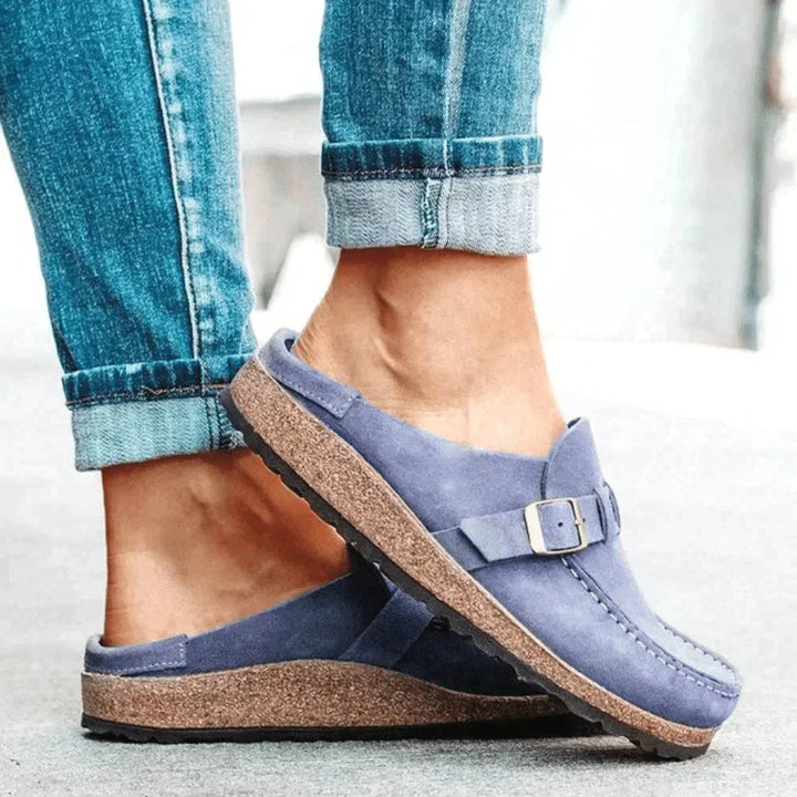 Women's Slip-On Loafers with Strap and Buckle | Flat Sole