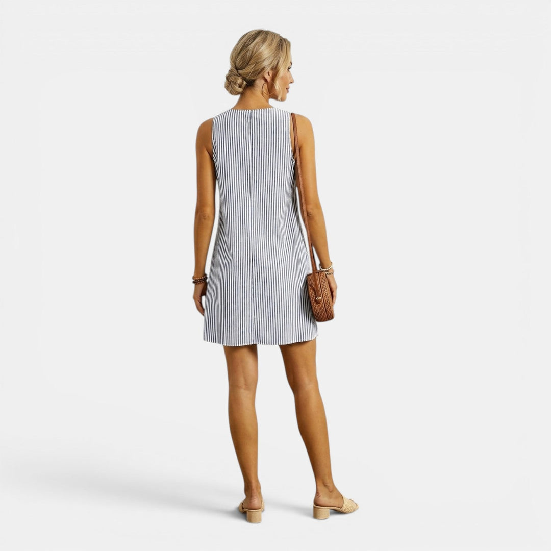 Sienna | Women's Striped Knee-Length Summer Dress with Pockets