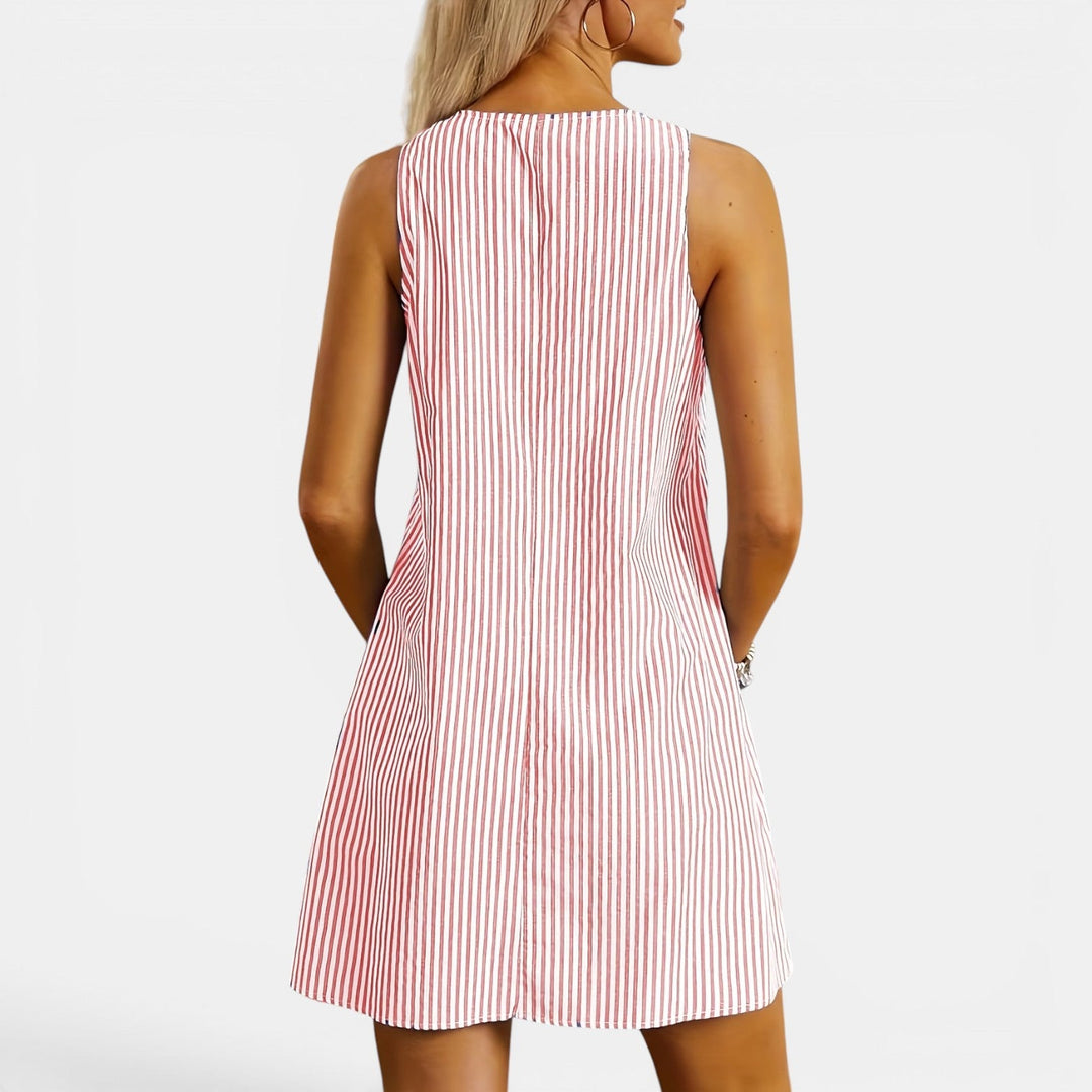Sienna | Women's Striped Knee-Length Summer Dress with Pockets