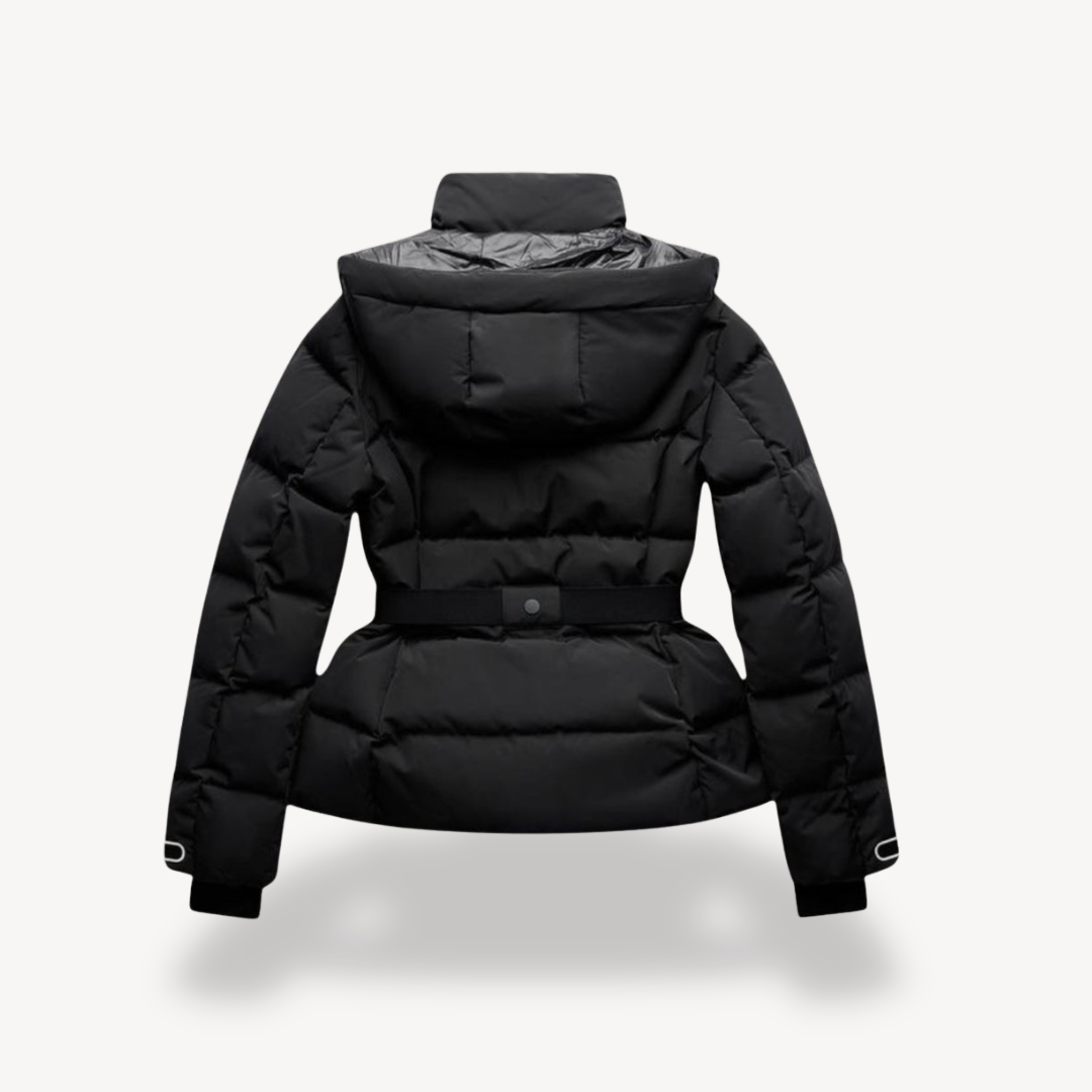 Women's Down Jacket with Hood and Waist Belt | Winter Cut