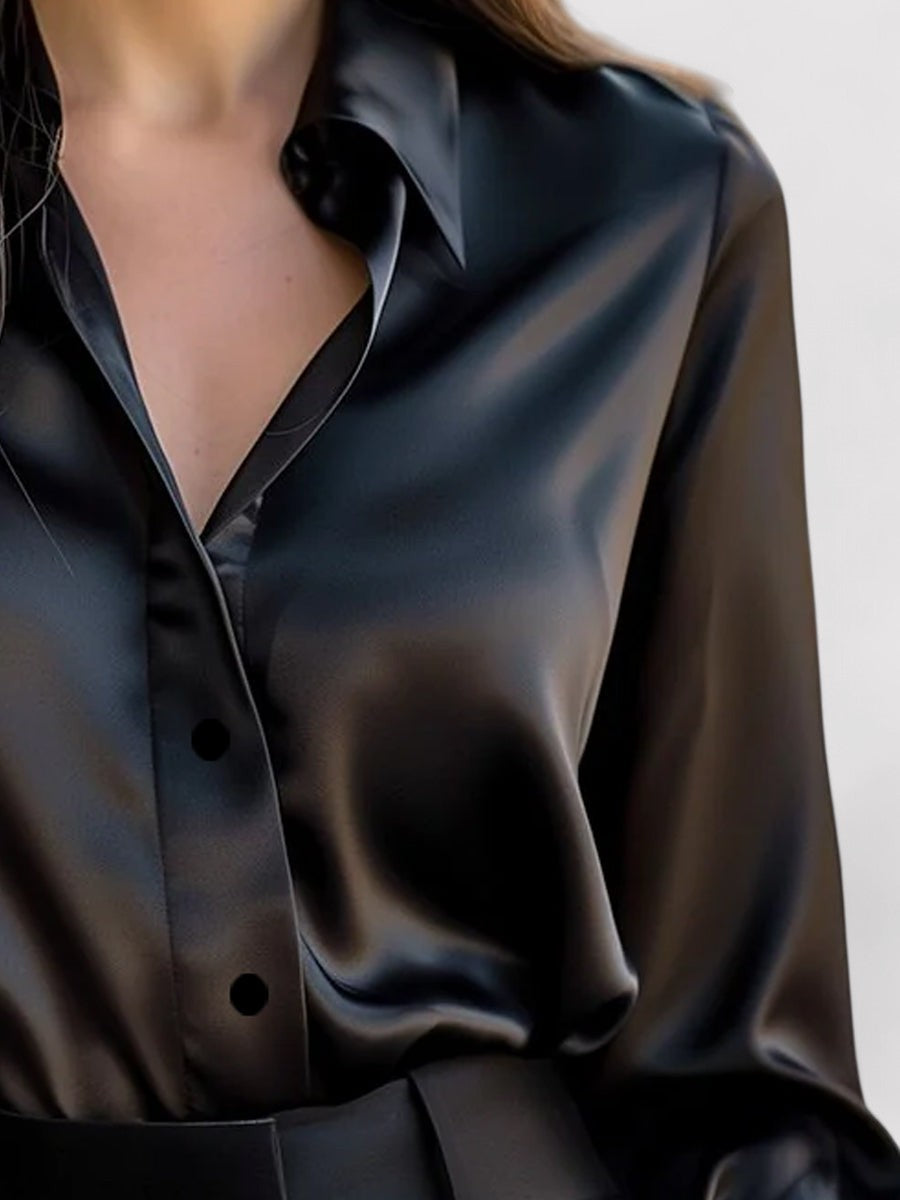 Women's Long Sleeve Blouse with Buttons and Collar | Office Style