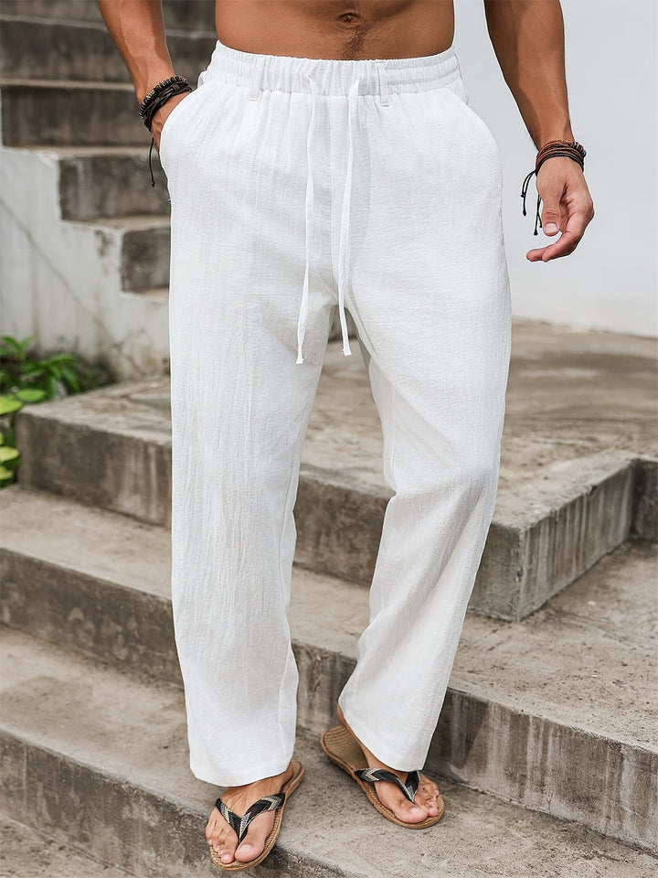 Men's Minimalist Pants Straight Leg Drawstring Waist Pants | Modern