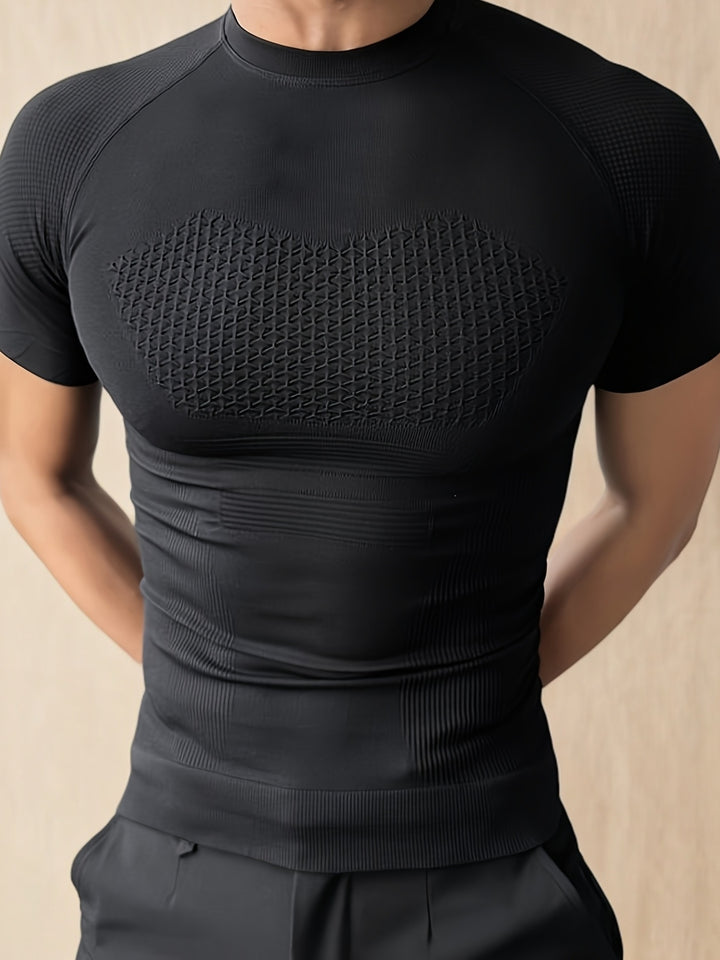 Męska Koszulka Treningowa Siłownia Bieganie Activewear Krótki Rękaw T-Shirt | Obcisły Krój