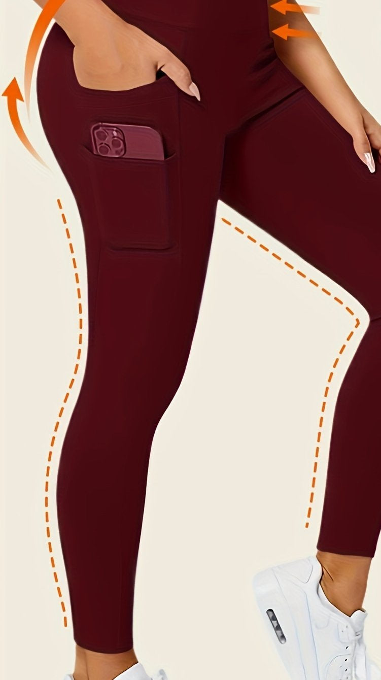 Women's High-Waisted Sports Leggings with Side Pockets | Shaping Fit