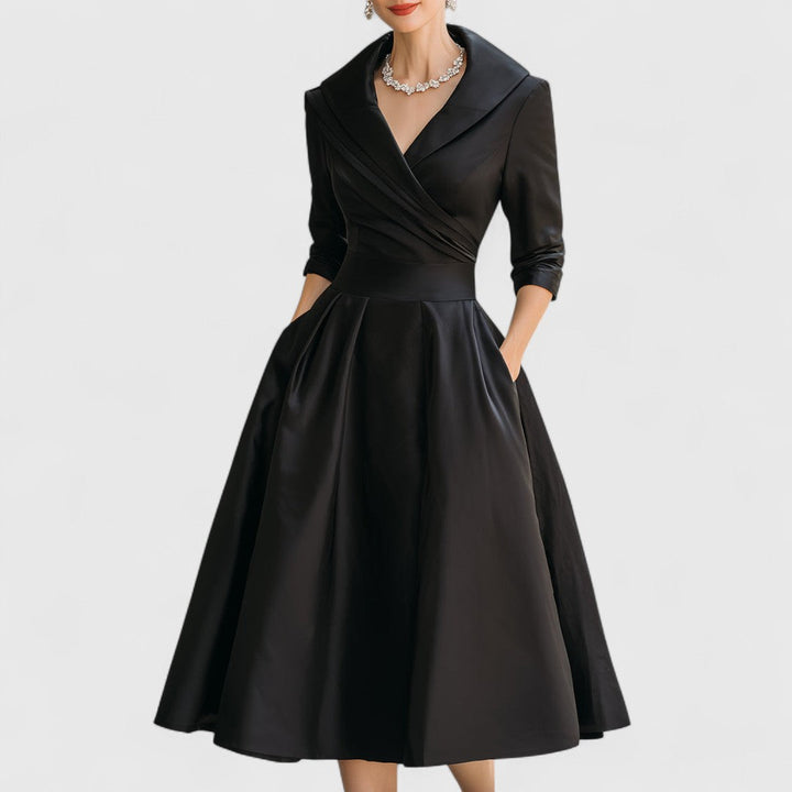 Sylwia | Women's midi wrap dress with collar