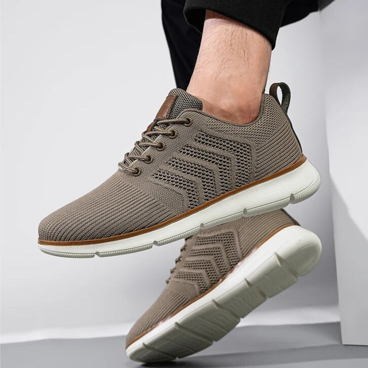 Darius | Męskie Sznurowane Sneakersy o Dzianinowym Wyglądzie z Kontrastową Podeszwą