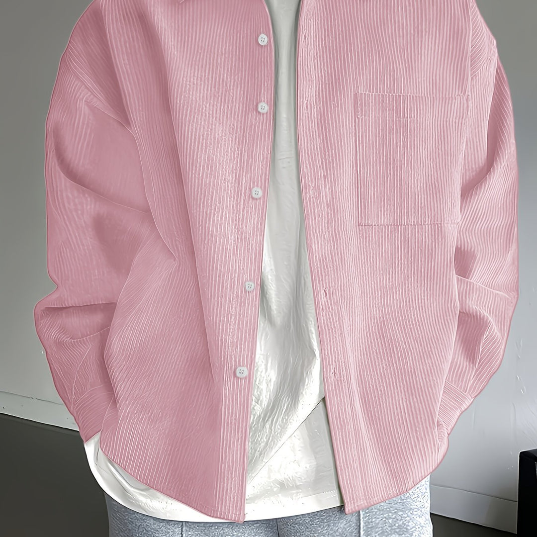 Męska Koszula Overshirt | Koszula Relaxed Fit Zapinana Na Guziki | Długi Rękaw i Kieszeń Na Piersi | Casualowy Styl