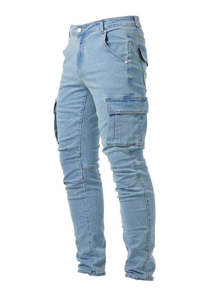 Męskie Jeansy Cargo | Jeansy Skinny Fit | Wielofunkcyjne Kieszenie | Styl Streetwear