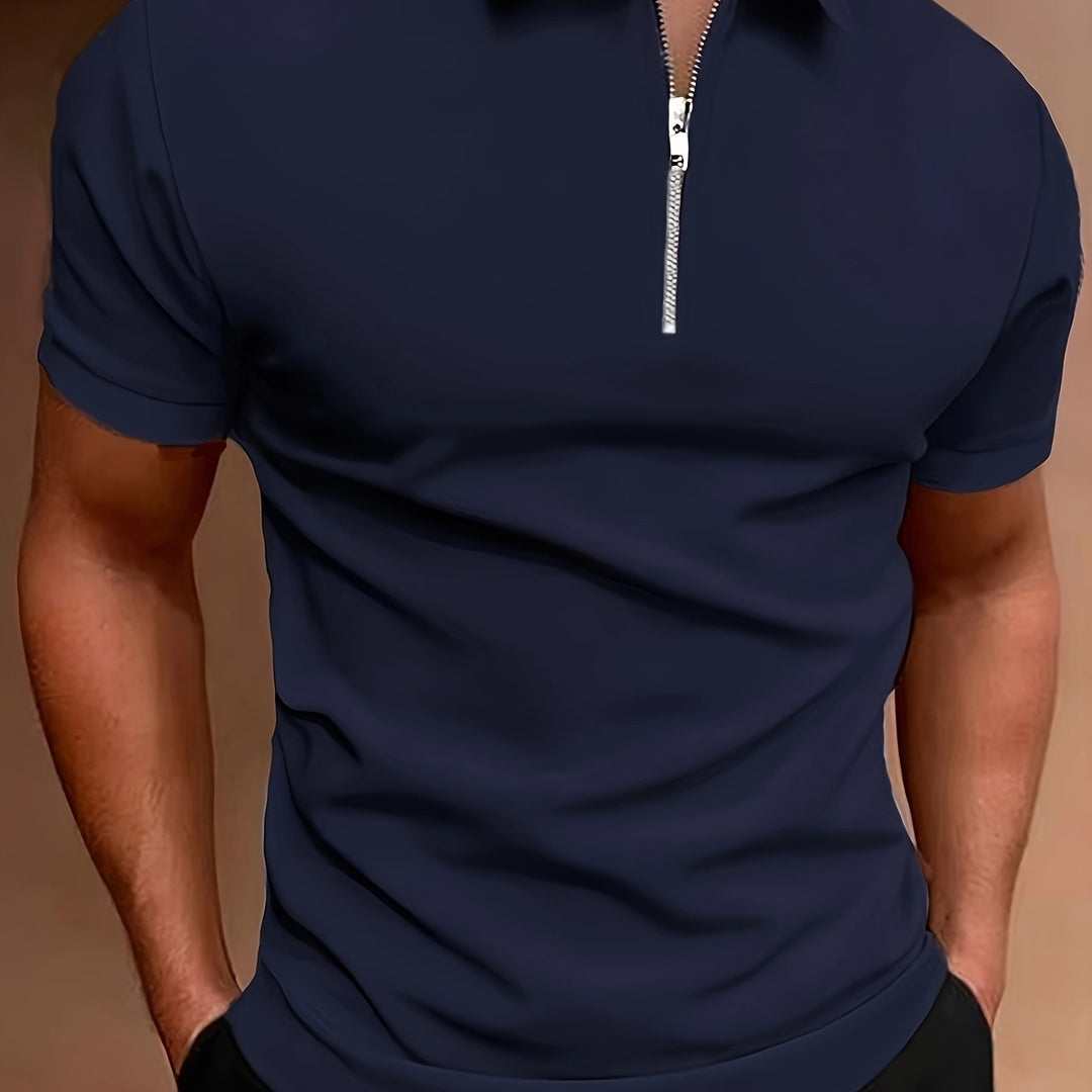 Męska Koszulka Polo | Polo Regular Fit z Krótkim Rękawem | Kołnierzyk z Zamkiem | Casualowy Styl na Co Dzień